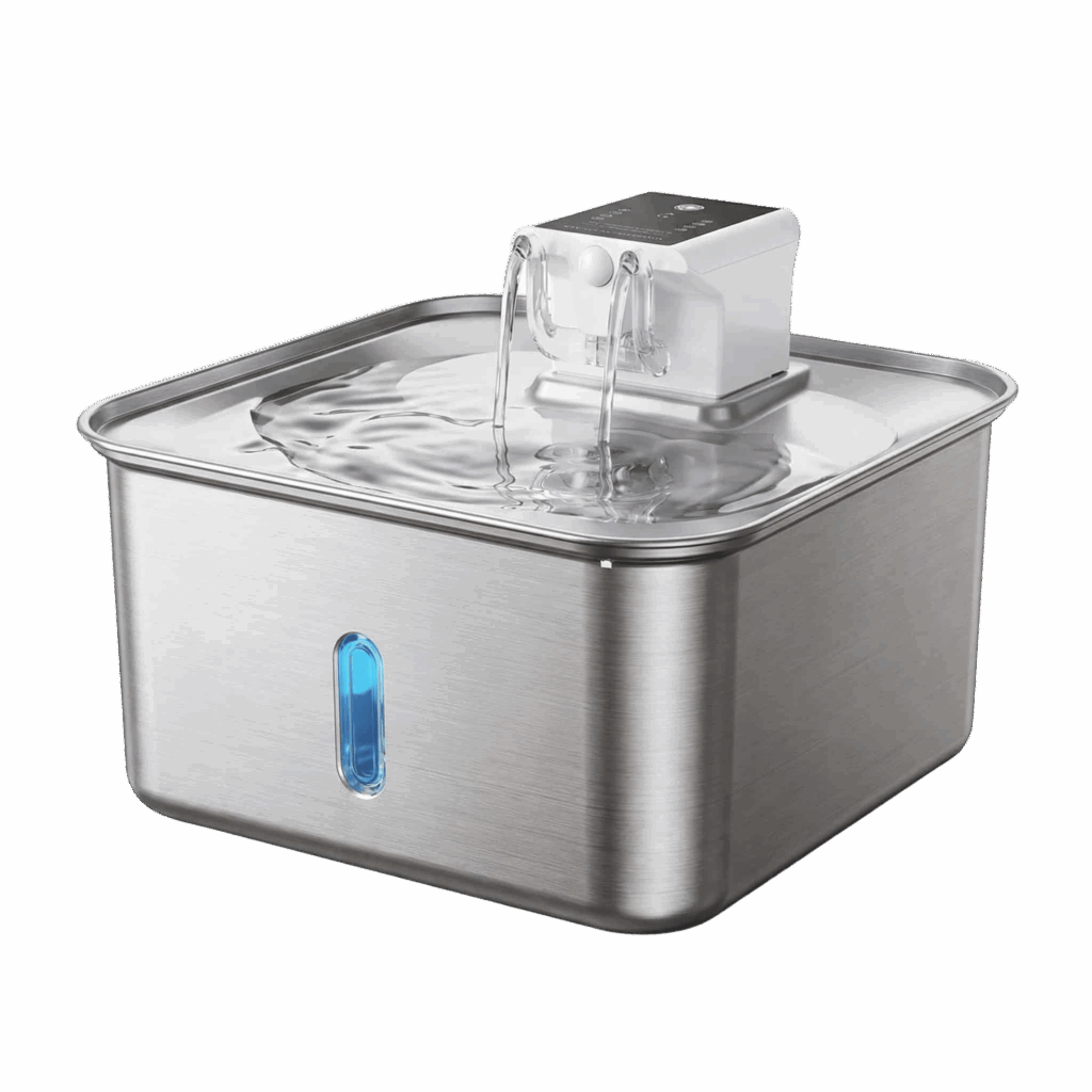 7L Wireless Stainless Steel Cat Water Fountain – Ultra-Quiet Smart Battery Pet Waterer